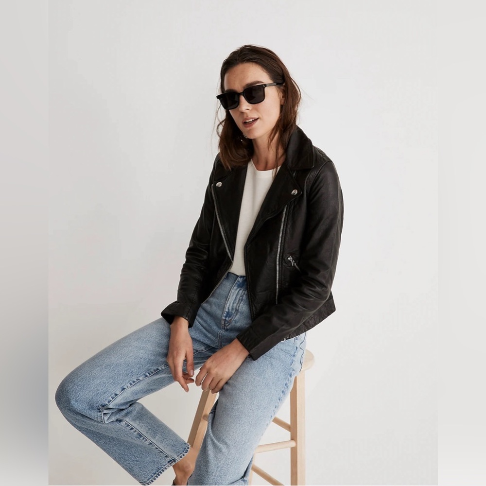 Madewell Black Real Leather Jacket w/ Silver Hardware